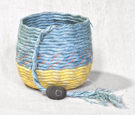 Medium Sunrise Shell - Hawaii Baskets, Ghost Net Baskets - rope baskets artwork by Emily Miller