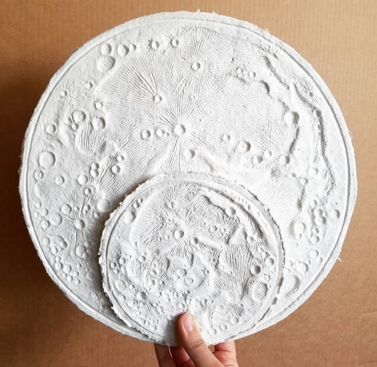 Medium and Small size Paper Moon, Moon Bowls - ode to the tides artwork by Emily Miller