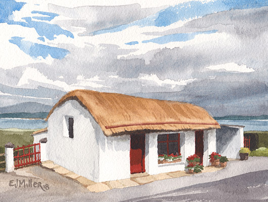 The Weaver's Cottage, Ireland & Europe -  artwork by Emily Miller