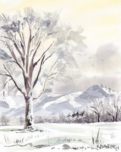 Morning Snowfall, Countryside -  artwork by Emily Miller