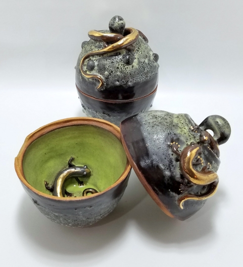  Black and White Sake Set, Ceramics -  artwork by Emily Miller