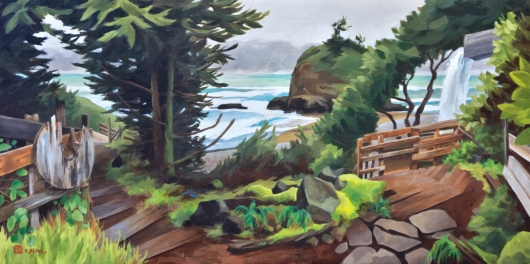 Forest Trail to Short Beach, Oregon Coast - short beach, seventh generation artwork by Emily Miller