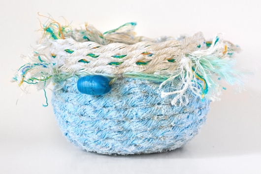 Sky Tassel Basket, Ghost Net Baskets -  artwork by Emily Miller