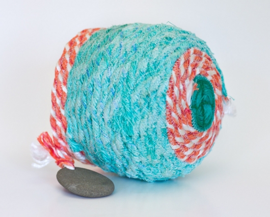  Turquoise Coral Basket, Ghost Net Baskets -  artwork by Emily Miller