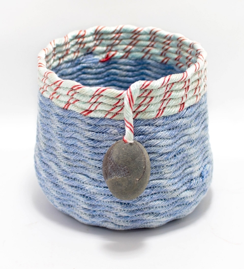 Candy Stripe Lavender Basket, Ghost Net Baskets -  artwork by Emily Miller