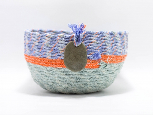Purple + Orange Bowl, Ghost Net Baskets -  artwork by Emily Miller