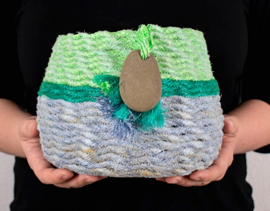  Purple + Green Basket, Ghost Net Baskets -  artwork by Emily Miller