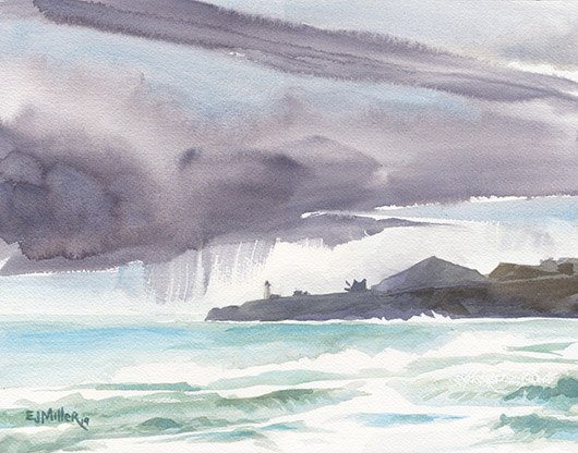 Yaquina Head from Nye Beach, Oregon Coast - LPG Oregon 2019 artwork by Emily Miller