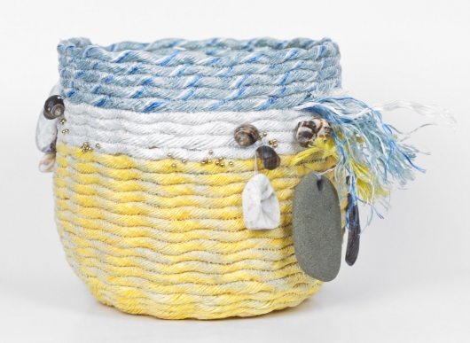  Wrackline Basket - Periwinkle, Ghost Net Baskets -  artwork by Emily Miller