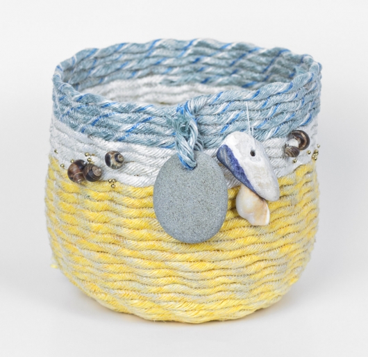  Wrackline Basket - Periwinkle, Ghost Net Baskets -  artwork by Emily Miller