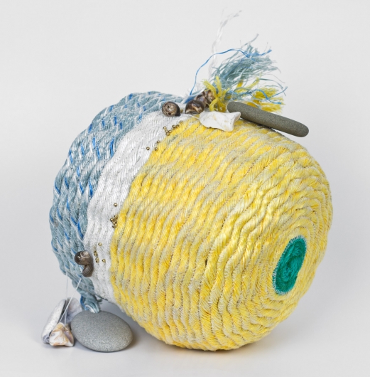  Wrackline Basket - Periwinkle, Ghost Net Baskets -  artwork by Emily Miller