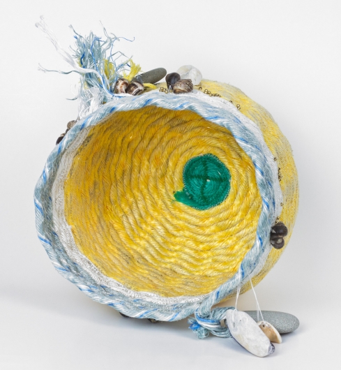 Wrackline Basket - Periwinkle, Ghost Net Baskets -  artwork by Emily Miller