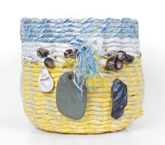 Wrackline Basket - Periwinkle, Ghost Net Baskets -  artwork by Emily Miller