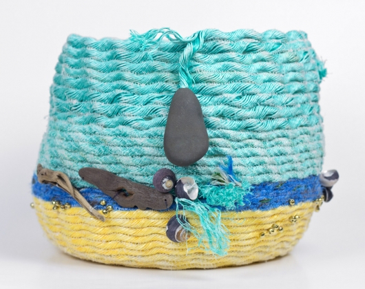 Wrackline Basket - Summer Beach, Ghost Net Baskets -  artwork by Emily Miller