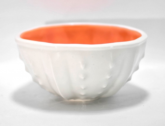 Urchin Rice Bowl - White & Orange, Urchin Bowls -  artwork by Emily Miller