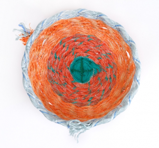  Orange Openwork Basket, Ghost Net Baskets -  artwork by Emily Miller