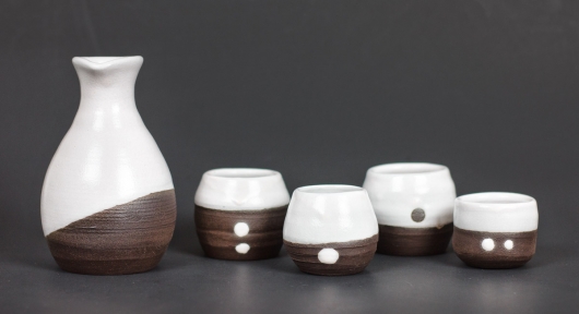  Black and White Sake Set, Ceramics -  artwork by Emily Miller