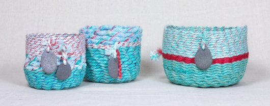 Mint Twist Baskets, Ghost Net Baskets -  artwork by Emily Miller