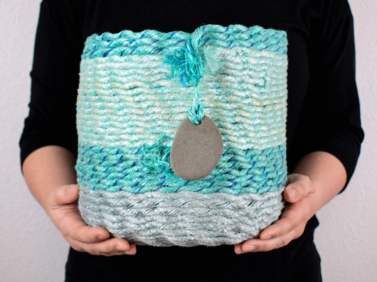  Sea Shimmer Basket, Ghost Net Baskets -  artwork by Emily Miller