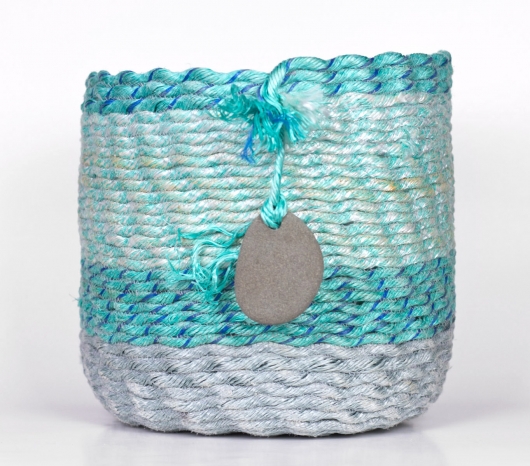 Sea Shimmer Basket, Ghost Net Baskets -  artwork by Emily Miller