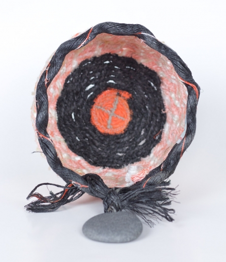  Pink and Black Basket, Ghost Net Baskets -  artwork by Emily Miller