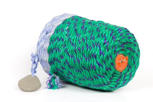  Stripe Set, Purple + Green, Ghost Net Baskets -  artwork by Emily Miller