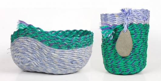 Stripe Set, Purple + Green, Ghost Net Baskets -  artwork by Emily Miller