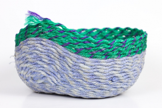 Stripe Set, Purple + Green, Ghost Net Baskets -  artwork by Emily Miller