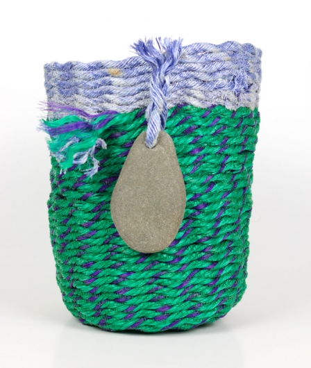 Stripe Set, Purple + Green, Ghost Net Baskets -  artwork by Emily Miller