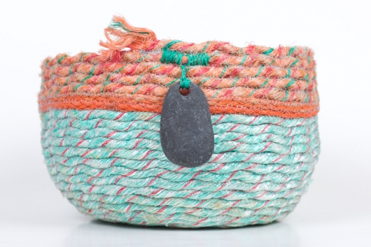 Double Tail Basket, Ghost Net Baskets -  artwork by Emily Miller