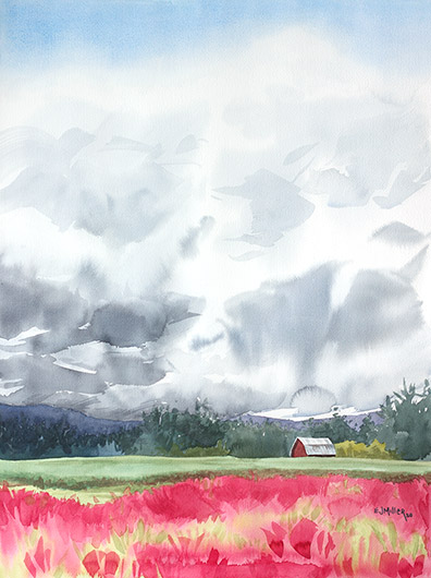 Big Sky Clover, Countryside - 2020 flowering, clover artwork by Emily Miller