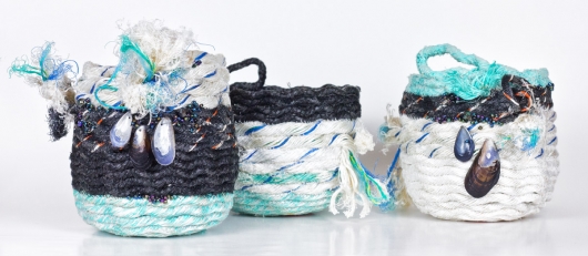  Wrackline Baskets - Mussel Shoals, Ghost Net Baskets -  artwork by Emily Miller