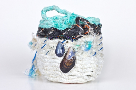 Wrackline Baskets - Mussel Shoals, Ghost Net Baskets -  artwork by Emily Miller