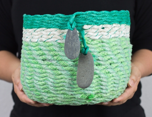  Sea Greens Basket, Ghost Net Baskets -  artwork by Emily Miller