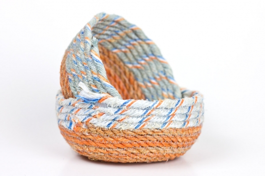  Orange Base Mini Bowls, Ghost Net Baskets -  artwork by Emily Miller