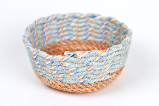 Orange Base Mini Bowls, Ghost Net Baskets -  artwork by Emily Miller