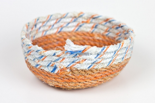 Orange Base Mini Bowls, Ghost Net Baskets -  artwork by Emily Miller