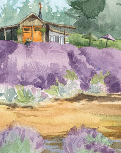 Detail view Lavender Breeze, Countryside -  artwork by Emily Miller
