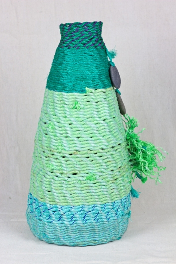  Green Tall Pod, Ghost Net Baskets -  artwork by Emily Miller