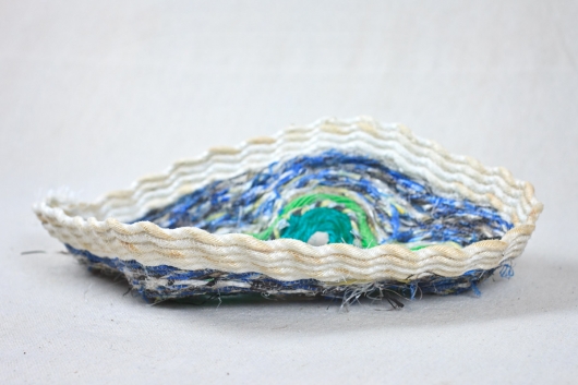  Geode Bowl, Ghost Net Baskets -  artwork by Emily Miller