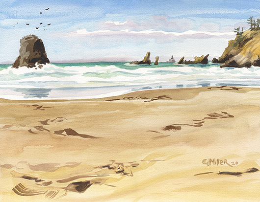 North of Cannon Beach, Oregon Coast -  artwork by Emily Miller