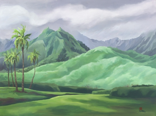 Hihimanu Rain, Mauka — the mountains -  artwork by Emily Miller