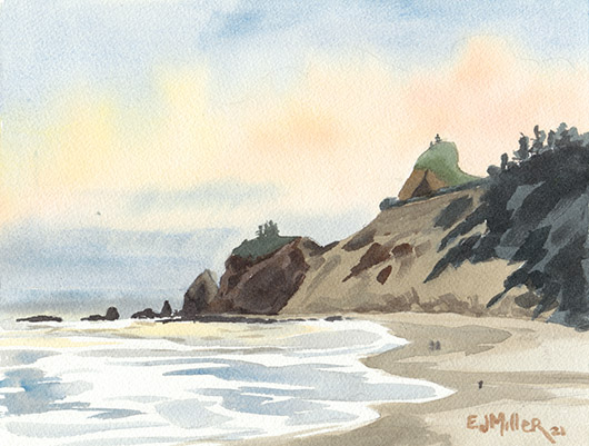 Dusk at Roads End, Oregon, Oregon Coast -  artwork by Emily Miller