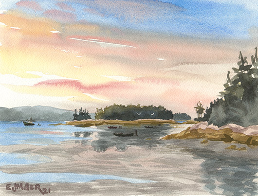 Minus Tide at Dawn, Down East Maine -  artwork by Emily Miller