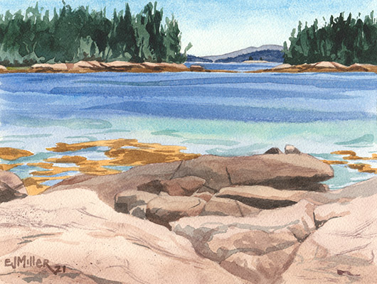 Canoe Launch at Sunshine Road, Down East Maine -  artwork by Emily Miller