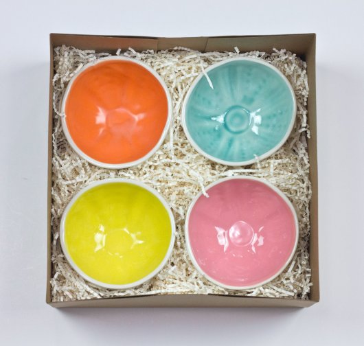 Urchin Rice Bowls, Color Dots set, Urchin Bowls -  artwork by Emily Miller