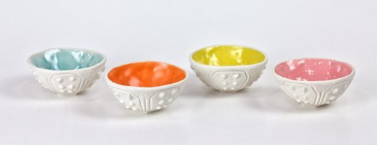  Urchin Mini Bowls, Color Dots set, Urchin Bowls -  artwork by Emily Miller