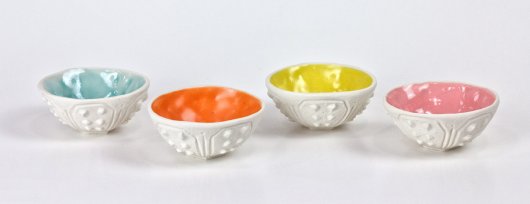  Urchin Rice Bowls, Color Dots set, Urchin Bowls -  artwork by Emily Miller