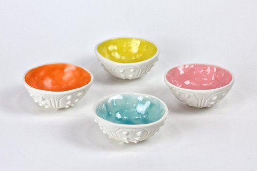 Urchin Mini Bowls, Color Dots set, Urchin Bowls -  artwork by Emily Miller