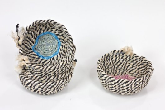  Zebra Moray Bowls, Ghost Net Baskets - stonington baskets artwork by Emily Miller